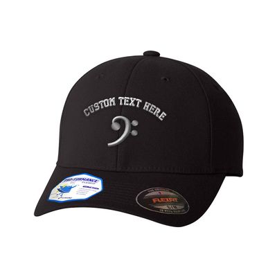 Custom Flexfit Hats for Men & Women Music Bass Clef A Embroidery Polyester Dad Hat Baseball Cap Black Personalized Text Here Large XLarge
