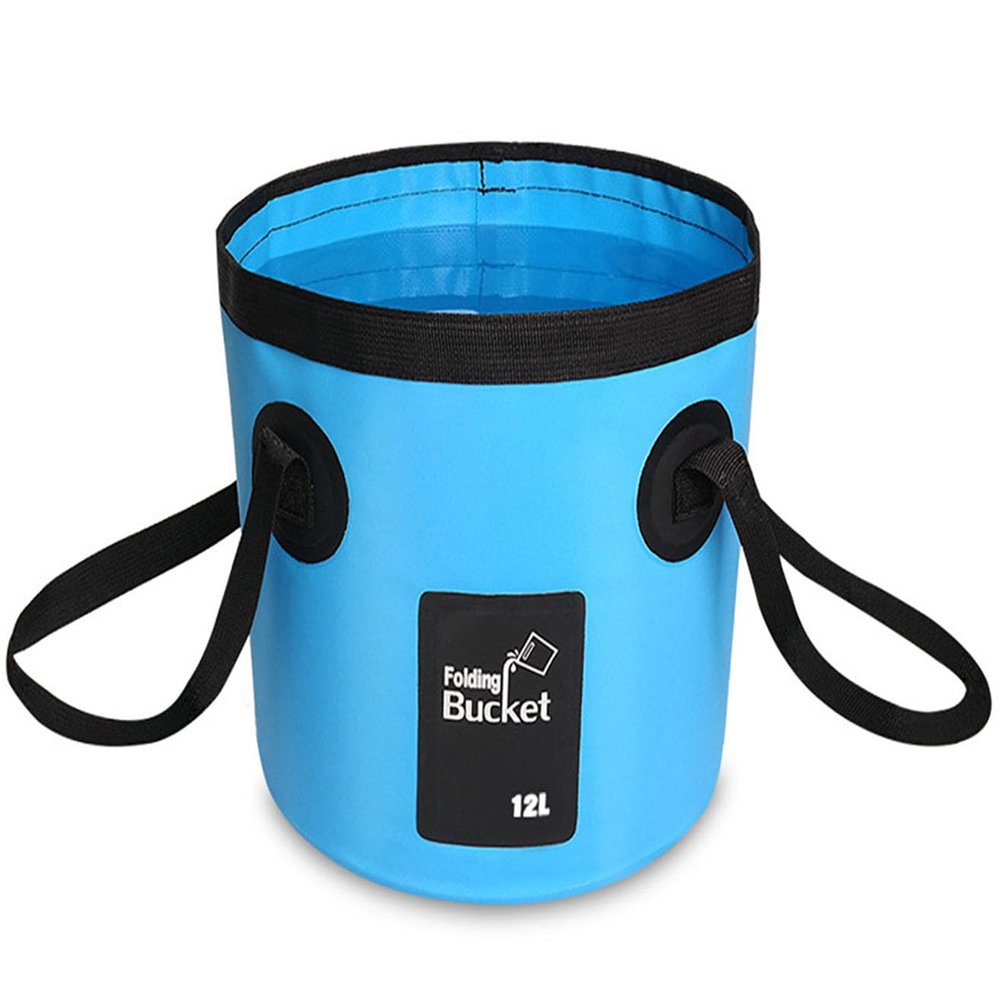 BANCHELLE Collapsible Bucket Water Container Portable Folding Camp Wash Basin for Outdoor Traveling Hiking Fishing Car Washing Gardening Camping (Blue, 12L)