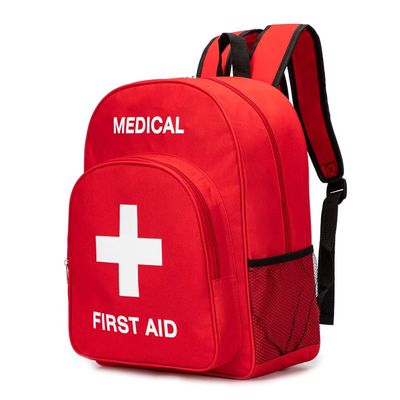 PAXLAMB Red First Aid Bag Empty First Aid Backpack Empty Medical Storage Bag for First Aid Kits Pack Emergency Hiking Backpacking Camping Cycling Travel Car (15.7 * 11.8 * 5.9")