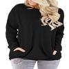 Womens Plus Size Tops Round Neck Casual Solid Color T-Shirt Blouse Shirts Black 22W view 2