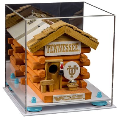 Better Display Cases Versatile Acrylic Display Case - Medium Square Box with Mirror, Light Blue Risers and White Base 10" x 10" x 10" (A028-BLR)