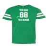 Custom Jersey Tee Shirt for Kids Boys Girls  Personalized Youth Striped Sleeve T-Shirt with Name and Number, Team Uniform Vintage Green view 1
