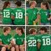 Custom Jersey Tee Shirt for Kids Boys Girls  Personalized Youth Striped Sleeve T-Shirt with Name and Number, Team Uniform Vintage Green view 2