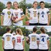 Custom Jersey Tee Shirt for Kids Boys Girls Personalized Youth Striped Sleeve T-Shirt with Name and Number, Team Uniform White Solid view 2