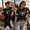 Custom Jersey Tee Shirt for Kids Boys Girls  Personalized Youth Striped Sleeve T-Shirt with Name and Number, Team Uniform Black Solid view 3