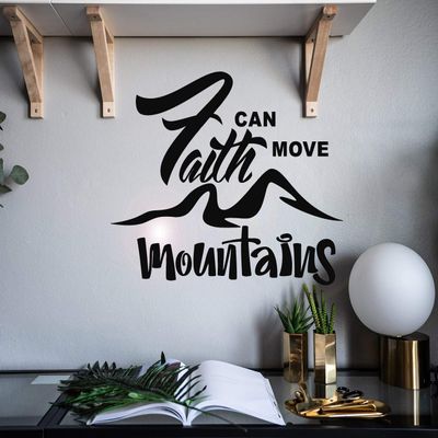 Vinyl Wall Decal Letter Inspiring Quote Faith Can Move Mountains Stickers Mural 22.5 in x 17.5 in gz068