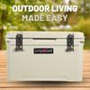 CAMP-ZERO 40L | 42.26 Quart Cooler/Ice Chest with 4 Molded-in Cup Holders & Comfort Grip Rope Handles | Thick Walled, Freezer Grade Cooler w/Secure Locking System & Tie Down Channels (Beige) view 4