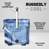 CAMP-ZERO 21 Quart Rotomolded Hard Cooler - Insulated Ice Chest with 4 Cup Holders - Bear-Proof Travel Ice Box for Beverage, Drink, BBQ, Fishing, Camping, Outdoor, Blue/White view 2