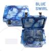 CAMP-ZERO 21 Quart Rotomolded Hard Cooler - Insulated Ice Chest with 4 Cup Holders - Bear-Proof Travel Ice Box for Beverage, Drink, BBQ, Fishing, Camping, Outdoor, Blue/White view 3