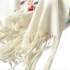 Urban CoCo Women's Embroidered Oversize Tassel Shawl Scarf Wraps for Women(Beige) view 2