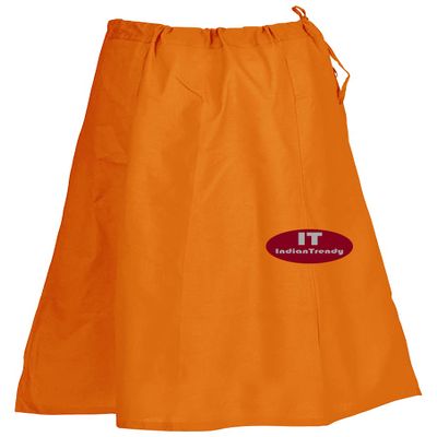 Indian Trendy Sari Petticoat Cotton Stitched Adjustable Waist Saree Underskirt Lining Skirt - One Size - Light Orange