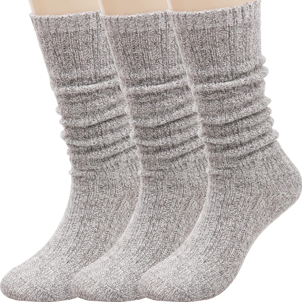 3 Pairs Women Winter Wool Cable Knit Crew Knee High Boot Socks,Size 5-11 W605