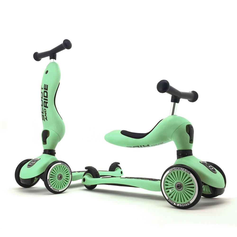 Scoot & Ride 2-in-1 Ride-On & Stand Kids Scooter, Ages 1 to 5, Highwaykick 1, Kiwi