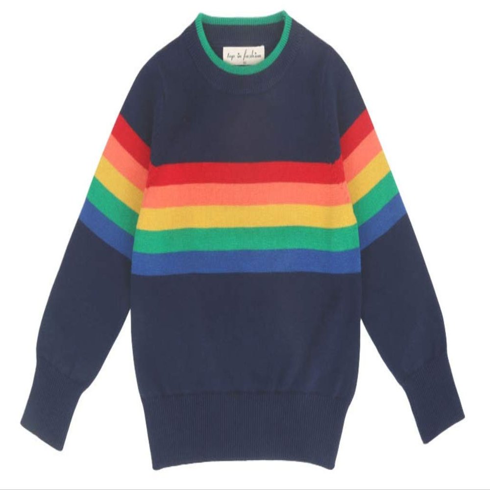 Winter Coat for Baby Girl Rainbow Sweater Knit Winter Coat for Baby Boy (3T)
