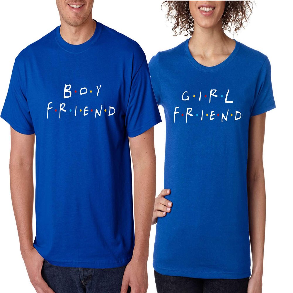 ALLNTRENDS Couple T Shirt Girlfriend Boyfriend Love Friends Gift Matching Outfits (Womens M Mens S, Royal Blue)