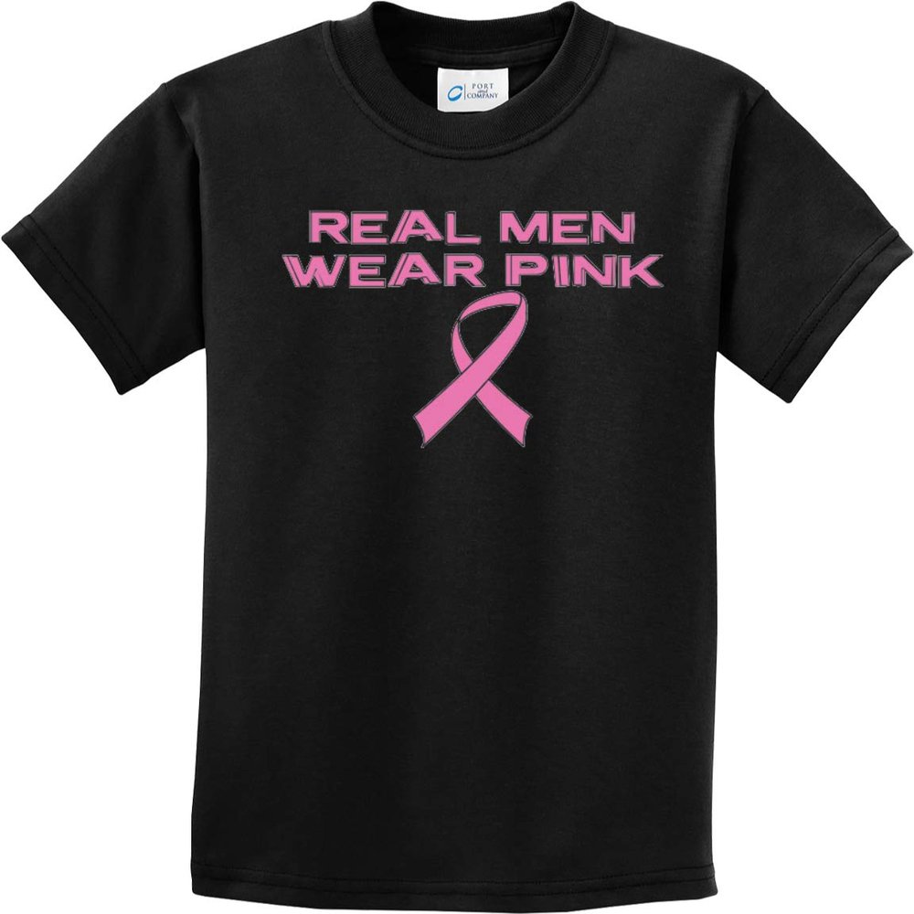 Breast Cancer Real Men Wear Pink Kids Shirt, Black Small