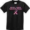 Breast Cancer Real Men Wear Pink Kids Shirt, Black Small view 1