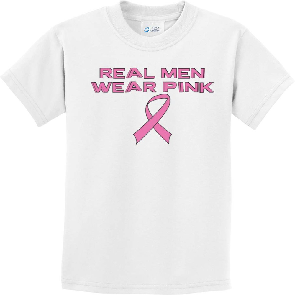Breast Cancer Real Men Wear Pink Kids Shirt, White XL