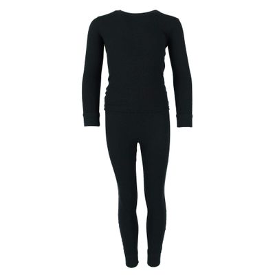 Only Boys Kid's Waffle Thermal Long Underwear 2-Piece Set, 4/5, Black