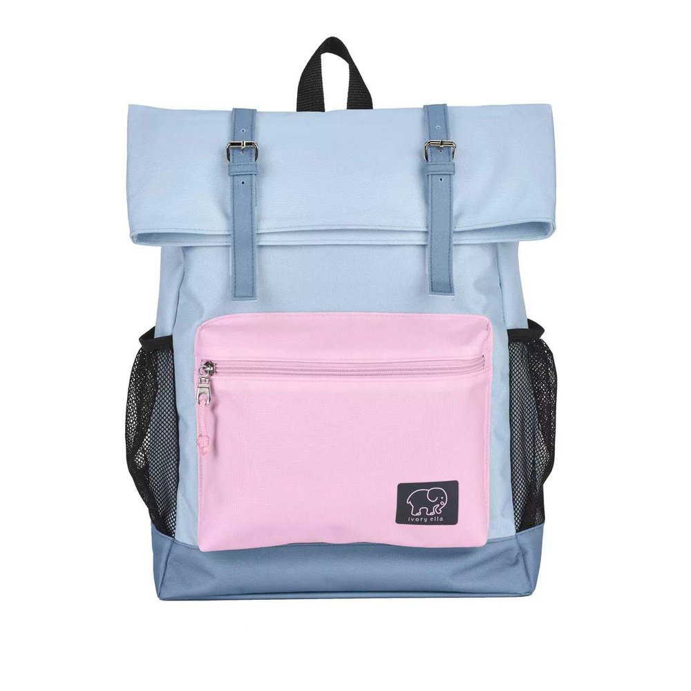 Ivory Ella 16" Rollover Backpack - Blue/Magenta