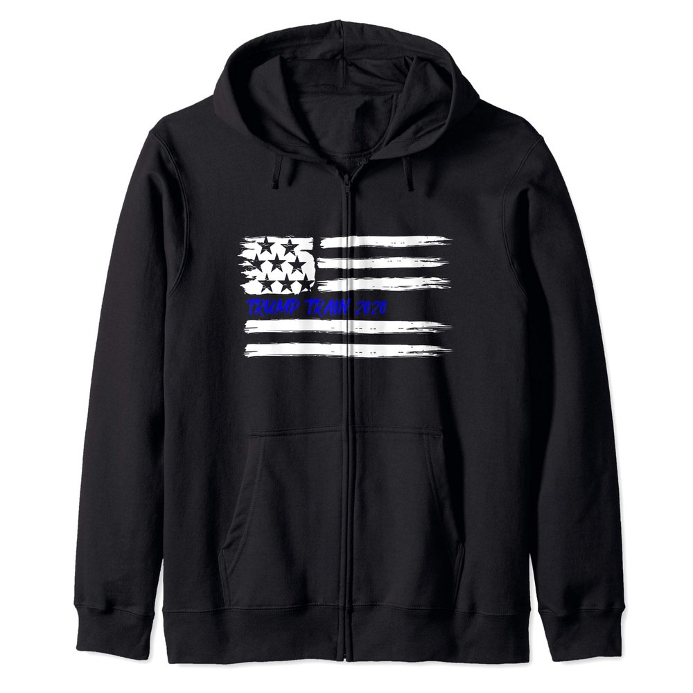 Trump Train 2020 President Election Campaign USA Flag Pride Zip Hoodie
