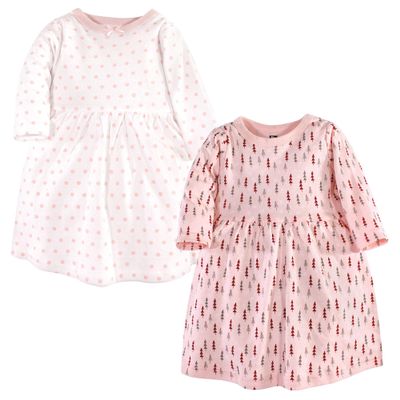 Hudson Baby baby girls Cotton Dresses Casual Dress, Winter Forest Long-sleeve, 6-9 Months US