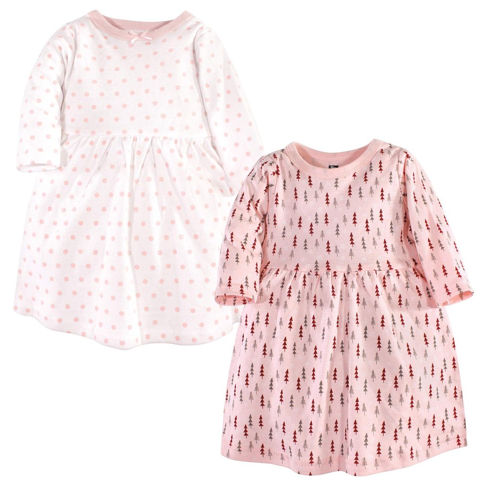 Hudson Baby baby girls Cotton Dresses Casual Dress, Winter Forest Long-sleeve, 6-9 Months US