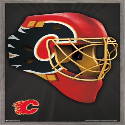 Trends International NHL Calgary Flames - Mask 16 Wall Poster, 22.375" x 34", Barnwood Framed Version
