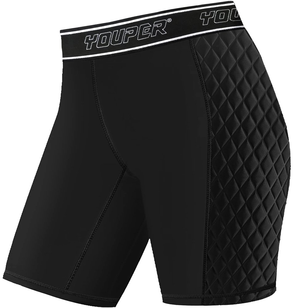 Youper Women's Classic Softball Sliding Shorts, Compression Padded Slider Shorts (Black, X-Large)
