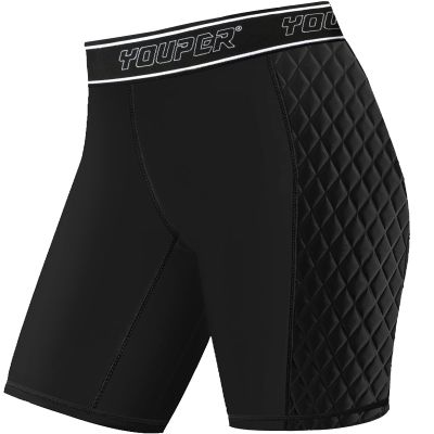 Youper Women's Classic Softball Sliding Shorts, Compression Padded Slider Shorts (Black, Large)