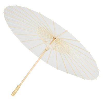 Fydun Chinese Umbrella Parasol White Paper Decorative Umbrella Parasol Wedding Bridal Party Decor Photo Prop DIY Hand Painting Summer Sun Shade
