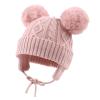 JANGANNSA Cute Knitted Boys Girls Christmas Beanie Warm Earflap Winter Hat Infant Toddler Baby Beanie 0-6Y (L, Skin Pink Pompom) view 1