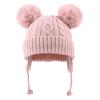 JANGANNSA Cute Knitted Boys Girls Christmas Beanie Warm Earflap Winter Hat Infant Toddler Baby Beanie 0-6Y (L, Skin Pink Pompom) view 2