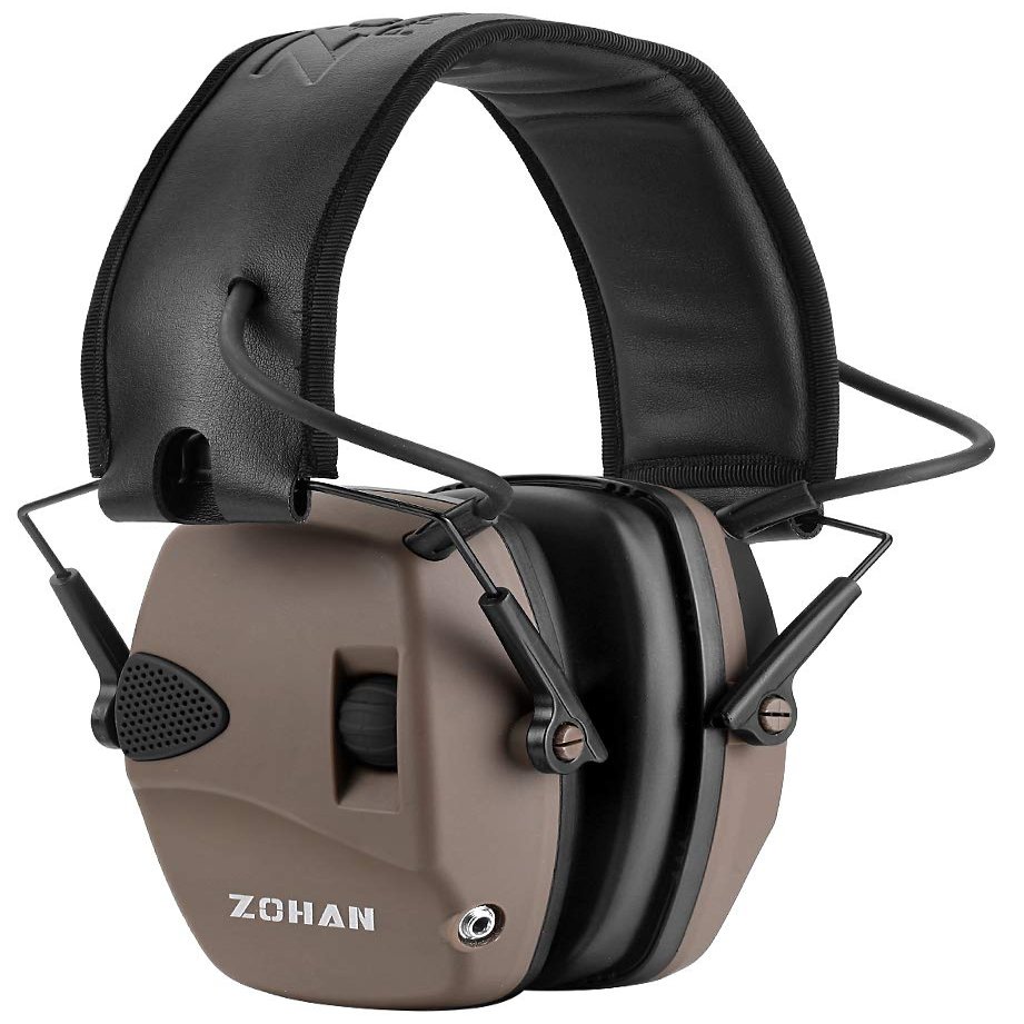 ZOHAN EM054 Electronic Ear Protection for Shooting Range with Sound Amplification Noise Reduction, Ear Muffs for Gun Range (Brown)