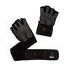 MRX Weight Lifting Pro Level Gloves with 18 Inches Long Wrist Strap Gym Workout Exercise & Fitness Black Grey (Small) view 4