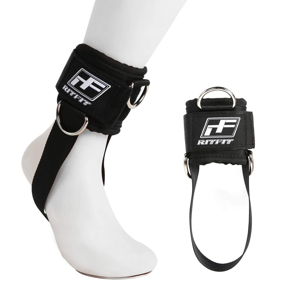 RitFit Kickback Ankle Straps Padded Ankle Strap for Cable Machine,Strong Hook and Loop,Reinforced 3 D-Ring, Adjustable Comfort fit Neoprene - Premium Ankle Cuffs to Enhance Abs, Glute & Leg Workouts