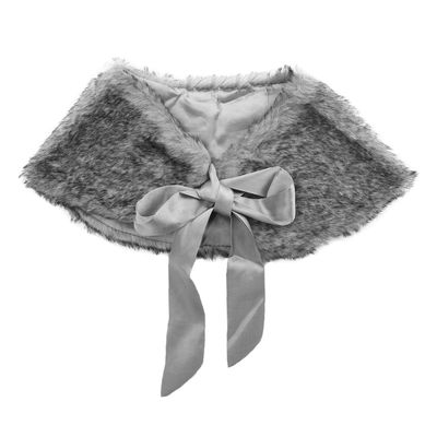 FakeFace Flower Girls Wrap Shawl Wedding Bridesmaid Tippet Stole Christmas Party Dress Costume Shrug Capelet (Gray)