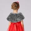 FakeFace Flower Girls Wrap Shawl Wedding Bridesmaid Tippet Stole Christmas Party Dress Costume Shrug Capelet (Gray) view 3