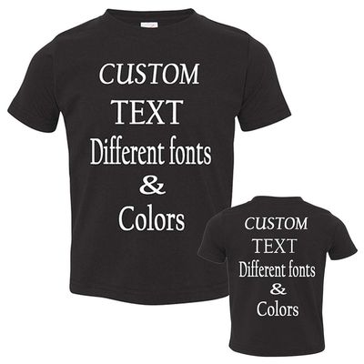 Customized Toddler Fine Jersey, Personalize for Your Little One, Design Your Own Toddler Jersey with Different Fonts Black