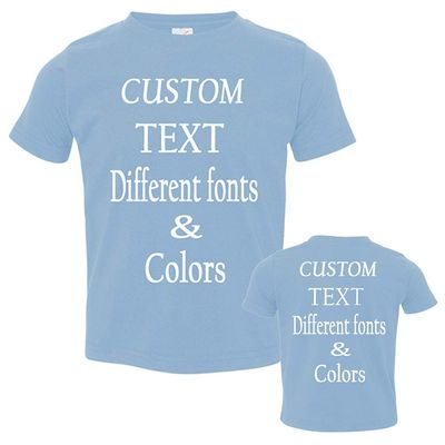 Customized Toddler Fine Jersey, Personalize for Your Little One, Design Your Own Toddler Jersey with Different Fonts Light Blue