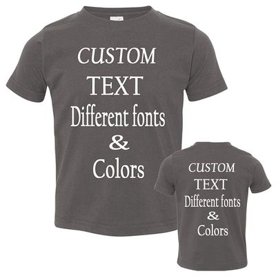 Customized Toddler Fine Jersey, Personalize for Your Little One, Design Your Own Toddler Jersey with Different Fonts Charcoal