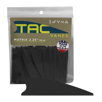 TAC Vanes Matrix Vanes, Archery & Bow Hunting, 100 Pack, 2.25" Black