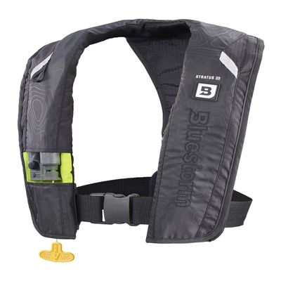 BLUESTORM Stratus 35 Inflatable Life Jacket PFD for Adults (Apex Black) | US Coast Guard (USCG) Approved Automatic Self Inflating Life Vest Preserver with Manual Override