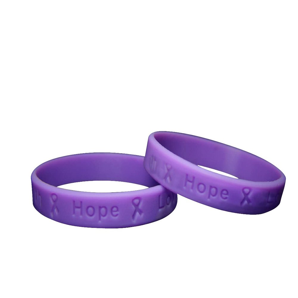 2 Pack Purple Domestic Violence Awareness Bracelet  Purple Ribbon Domestic Violence Awareness Silicone Bracelet for Adults
