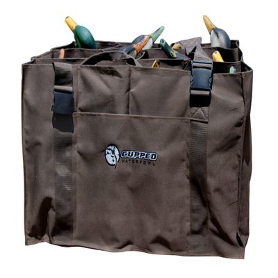 Cupped Waterfowl 12 Slot Duck Decoy Bag, Camo Hunting Bag with 12 Individual Slots for Duck Decoys and Tough Coated Mesh Ventilated Bottom, Brown