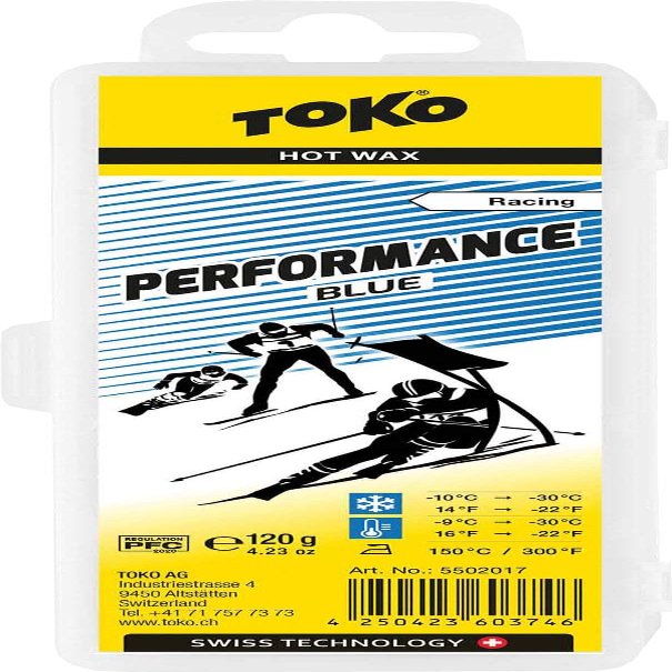 TOKO 5502017 Solid Wax for Ski/Snowboarding, Hot Wax, Performance, Blue (Snow Temperature: -32F to -9F (-10C to -30C), Temperature: -9F to -30C), 4.2 oz (120 g)