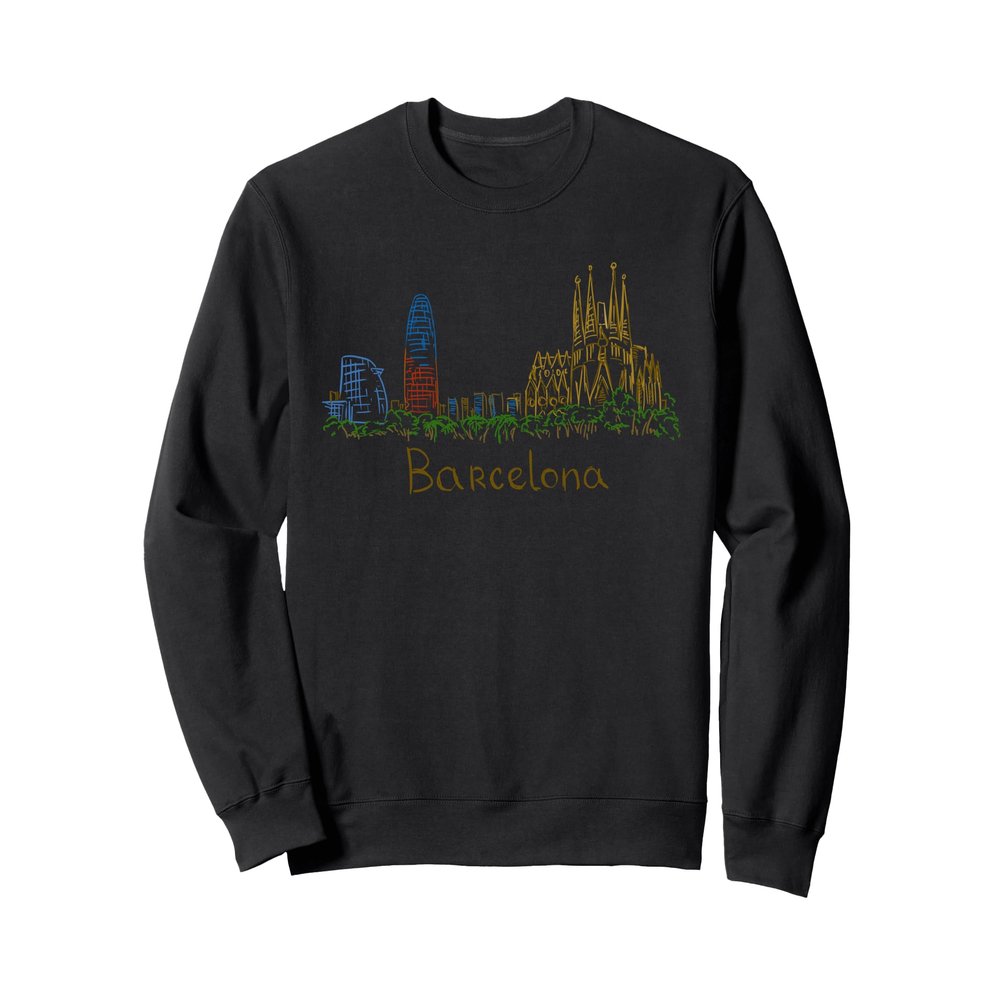 Barcelona Spain Travel Souvenir Panorama City Landmark Gift Sweatshirt