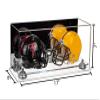Better Display Cases Acrylic Double Mini - Miniature (not Full Size) Football Helmet or Mini Goalie Mask Display Case with Mirror Case, Silver Risers and Clear Base (A019-SR) view 2