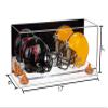 Better Display Cases Acrylic Double Mini - Miniature (not Full Size) Football Helmet or Mini Goalie Mask Display Case with Mirror Case, Orange Risers and Clear Base (A019-OR) view 2