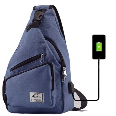 d'yallee 15.4" Sling Bag for Men Crossbody Shoulder Chest Bags Nylon for Travel Gym Sport Hiking with USB Charger Port